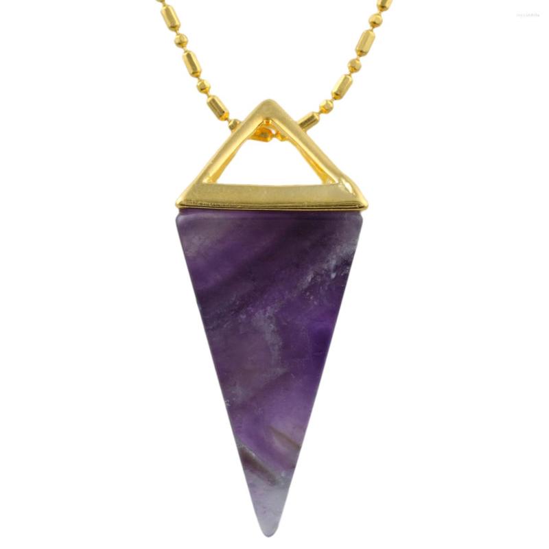 

Pendant Necklaces SUNYIK Natural Amethyst Crystal Gem Stone Pyramid Taper Healing Jewelry Yoga Chakra Reiki Charm For Women Necklace