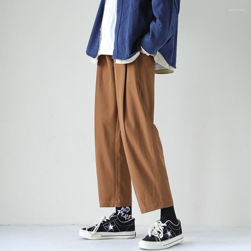 

Men' Pants Ice Silk Straight Men White Loose Summer Thin Trousers Streetwear Casual Solid Wide-leg Sports BS46, Black