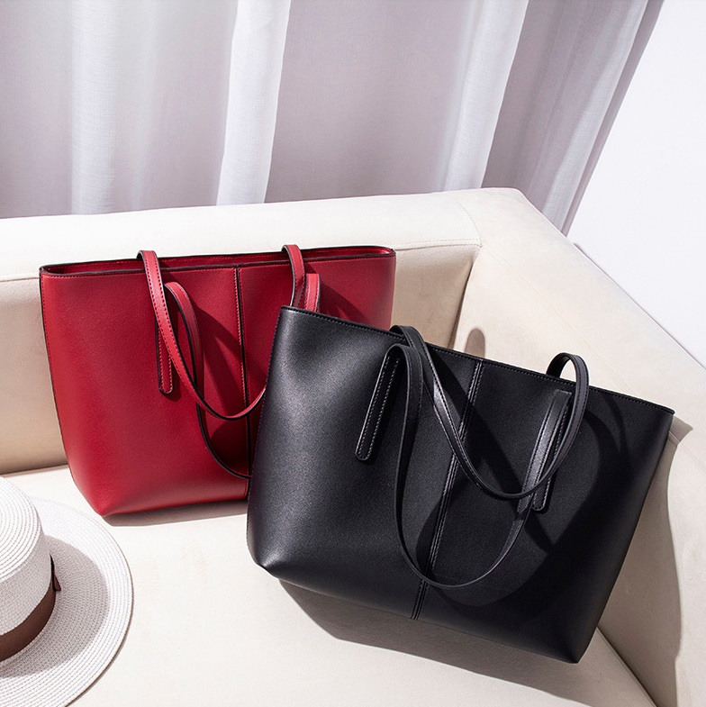 

HBP Fashion Tote Bag Simple Handbag PU Large Capacity Outdoor Women's Bag, Black