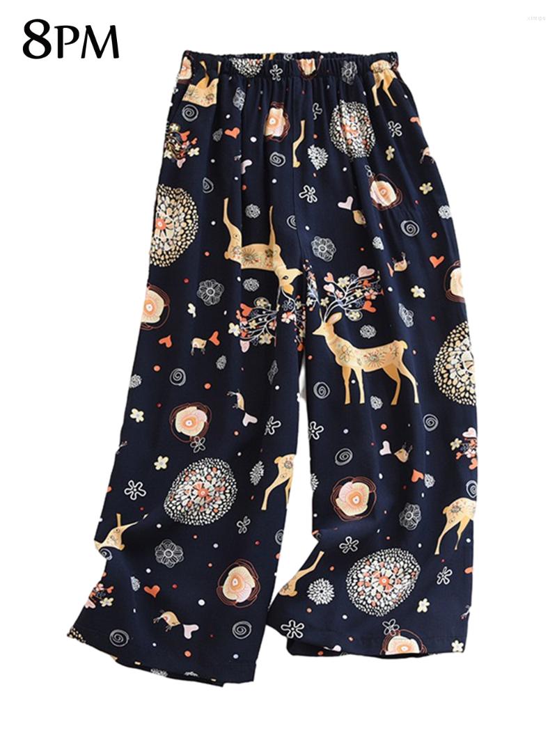 

Women's Sleepwear Printing Pattern Pants For Women Summer Palazzo Lounge Tropical Floral Comfy Simple Elastic Waist Casual Wide Leg Ouc142, Sika deer