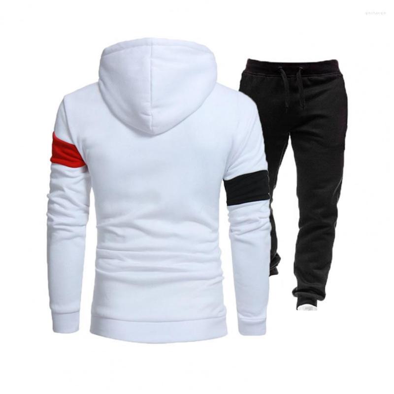 

Gym Clothing 2 Pcs/Set Trendy Pullover Contrast Color Block Hoodie Pants Set For School Trousers Suit Winter Tracksuit, Black