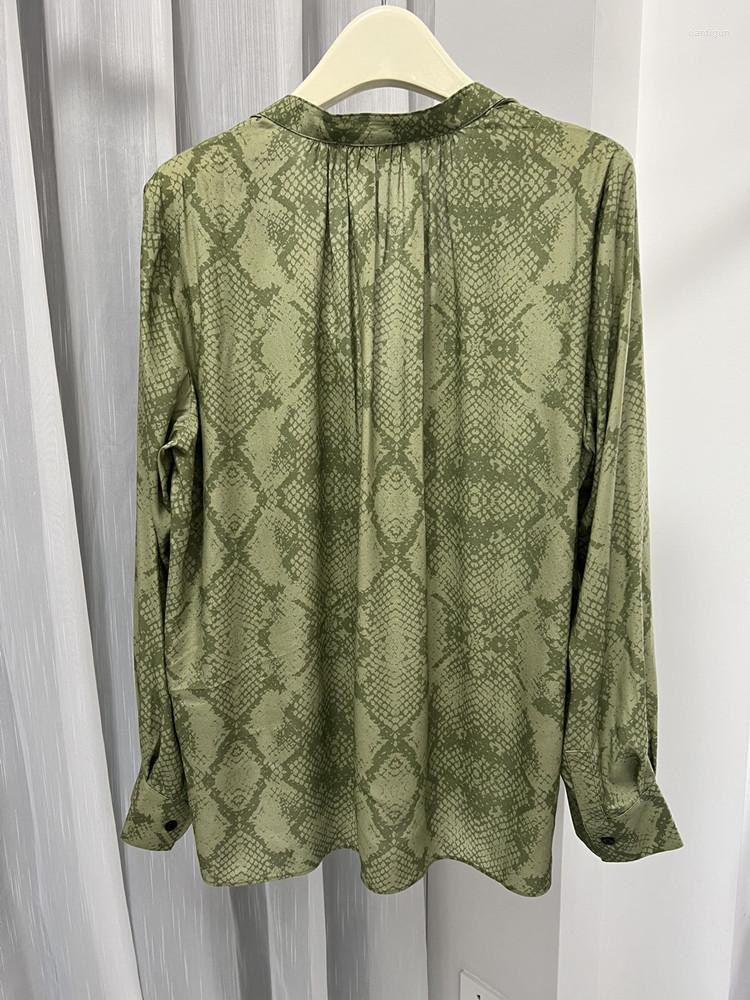 

Women's Blouses Women Serpentine Print Shirt Viscose Long Sleeve Single Breasted