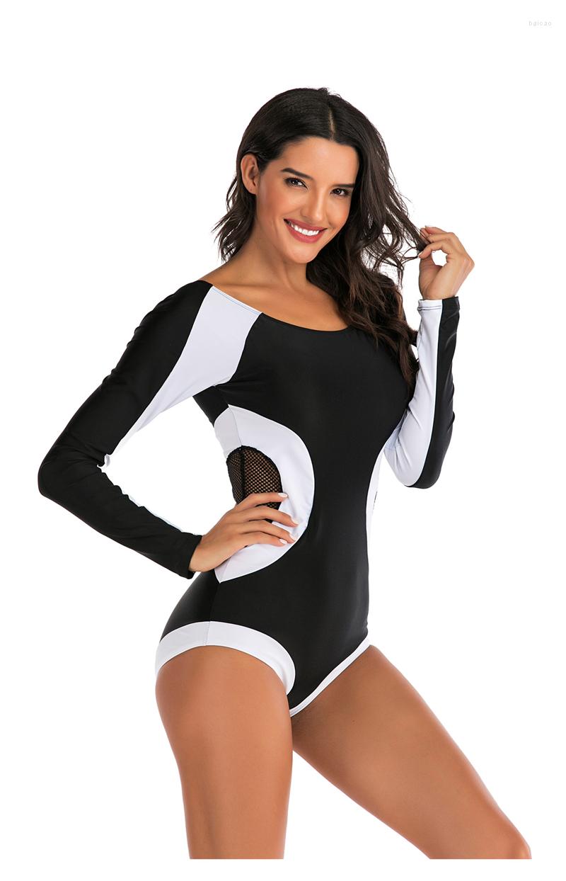 

Women' Swimwear 2023 Diving One Piece Swimsuit Print Long Sleeve Women Bathing Suit Rash Guard Surfing Swimming Rashguard