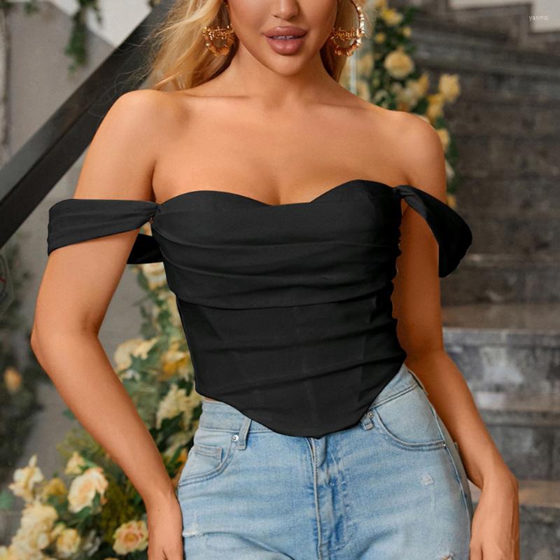

Women's Tanks Women Sexy Spaghetti Strap Satin Crop Corset V Neck Sleeveless Bustier Slim Fit Clubwear Camis Top Back Zippers, Black