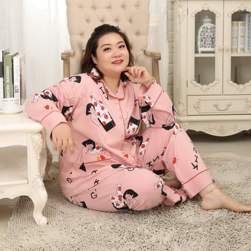 

Women's Sleepwear Novelty Clothing Fresh 2pcs Pajamas Sets For Fat Mm Sweet Women Summer Cotton Long Sleeves Leisure Home Clothes, 85572