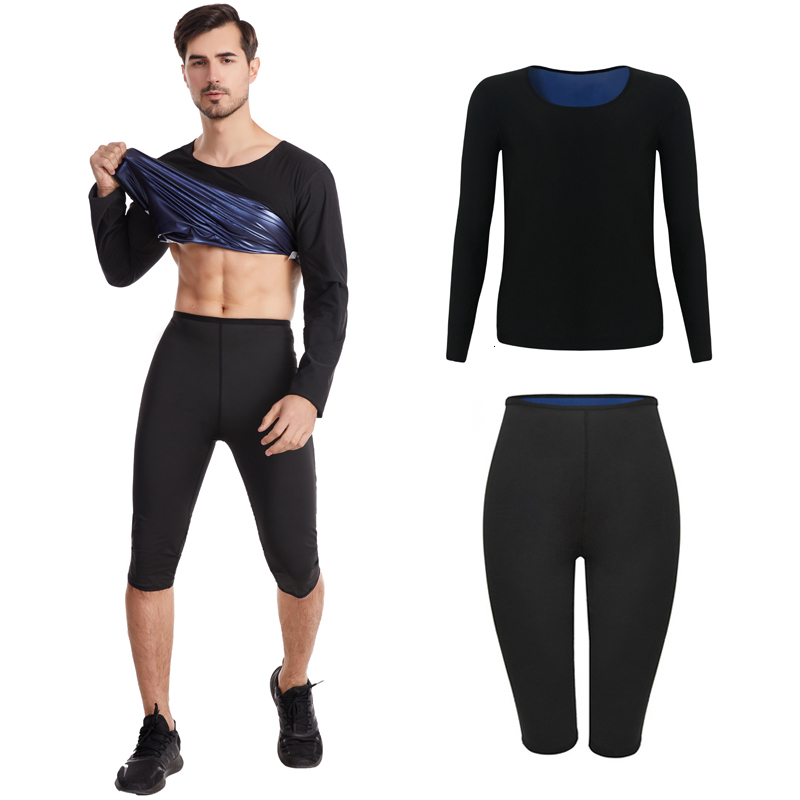 

Men' Tracksuits Sauna Suits Waist Trainer Shirt Thermo Sweat Sports Leggings Body Shaper Slimming Compression Underwear Shapewear Set 230419, Pants