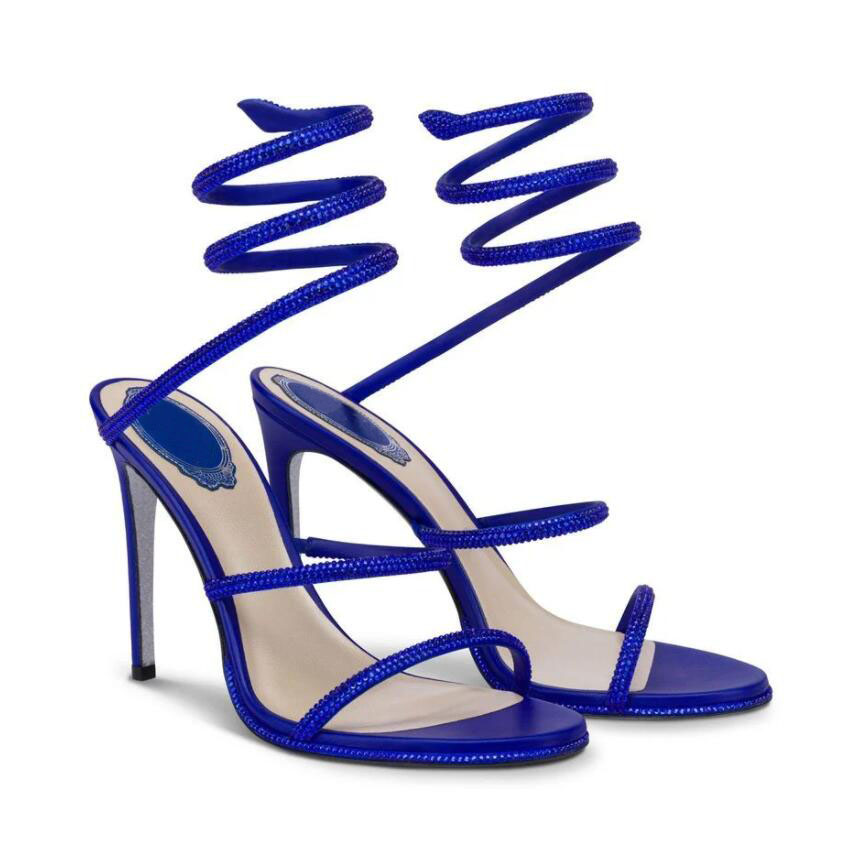 

Women Sandals wedding dress pumps high heels RENES Cleo embellished leather sandals with rhinestone strap women high-heeled With box EU35-43, 01
