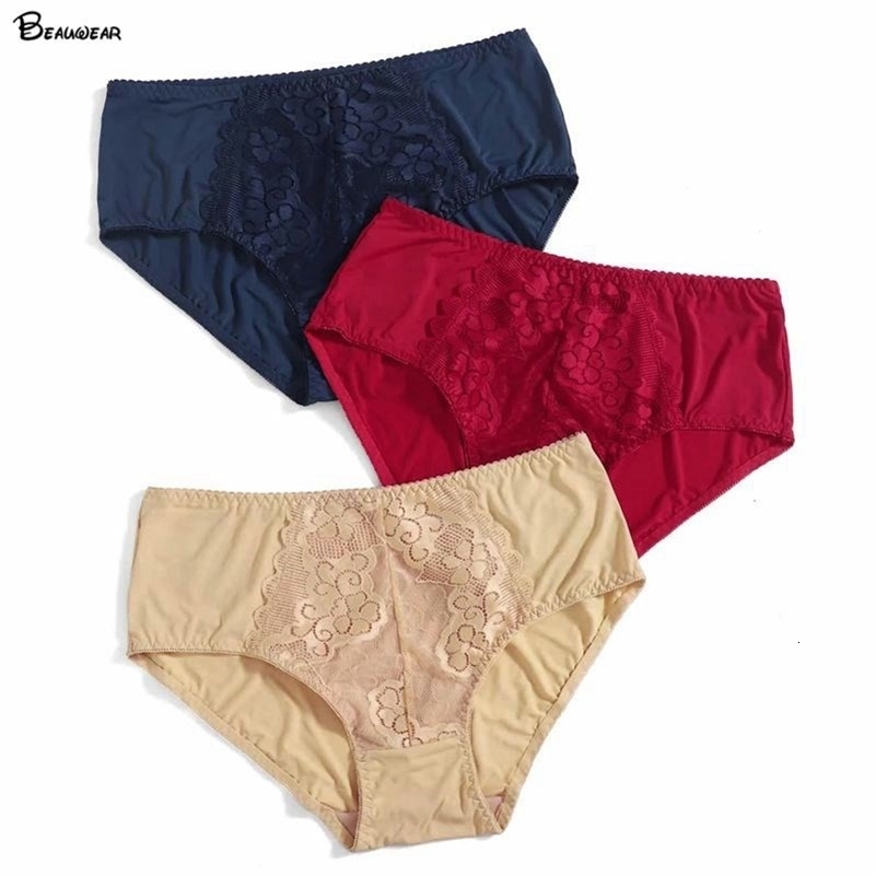 

Women's Panties Beauwear 3Pcs/Lot Women's Sexy Panties Floral UnderPants Lace Lingerie Plus Size Lace Pajamas Underwear Silk Satin Shorts L-5XL 230420, Black-white-camel