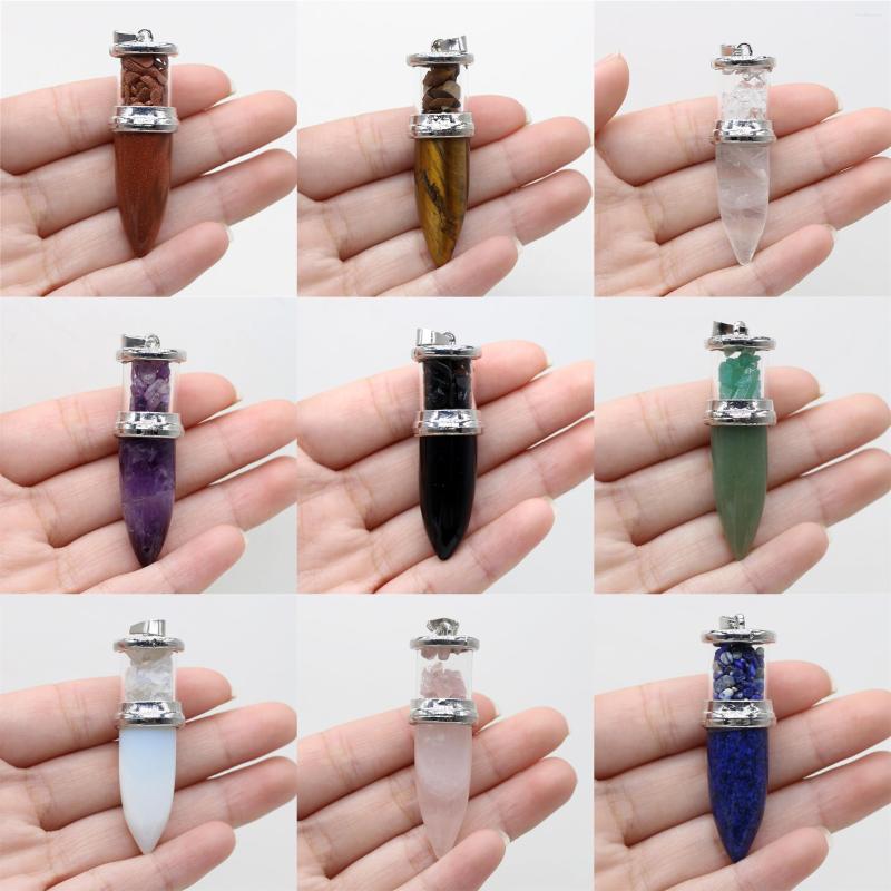 

Pendant Necklaces 1PC Natural Stone Opal Rose Quartz Agate Tiger Eye Healing Crystal Charms For Jewelry Making DIY