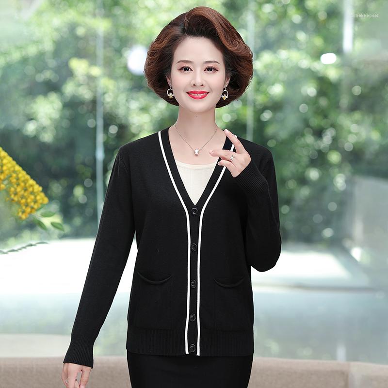 

Women's Knits Knitted Cardigan Women Korean Sweater Long Sleeve V Neck Cardigans Casual Single Breasted 4XL Coat Black White