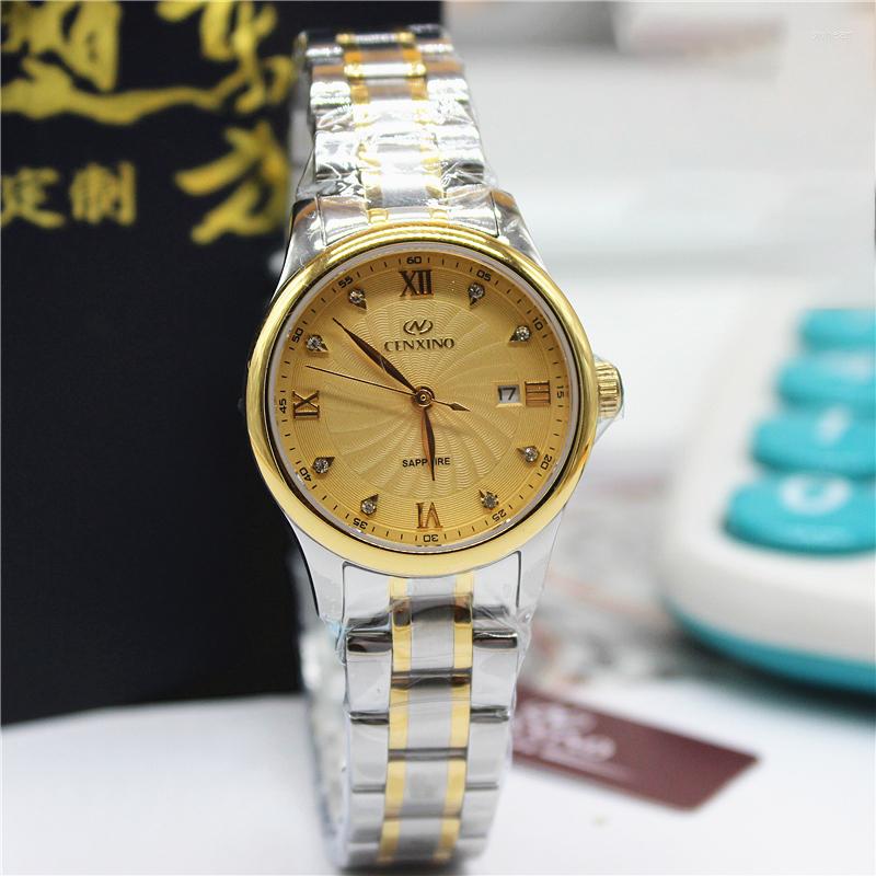 

Wristwatches Classic Japanese Vk63 Quartz Movement Business Couple Watch Sapphire Glass Butterfly Double Buckle Calendar Waterproof 30m, White gold male