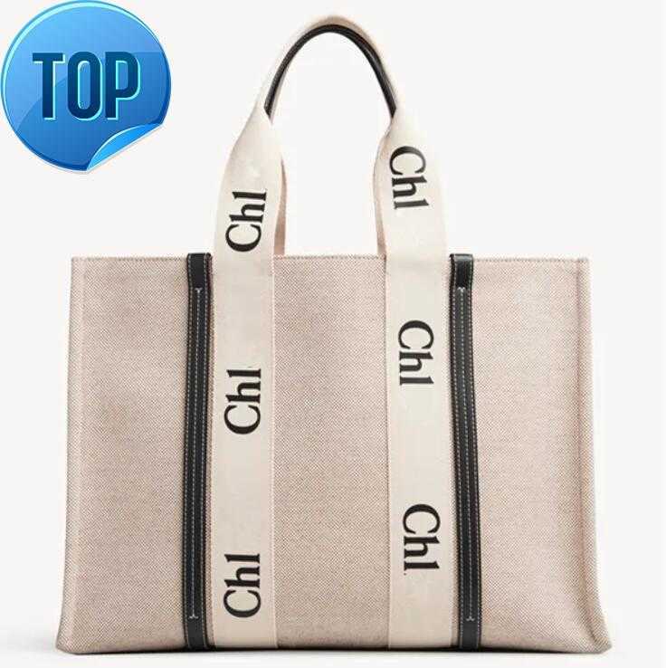 

Totes Top Women handbags WOODY Tote shopping bag handbag 7A quality canvas fashion linen Large Beach bags luxury designer travel Crossbody Shoulder W, Black