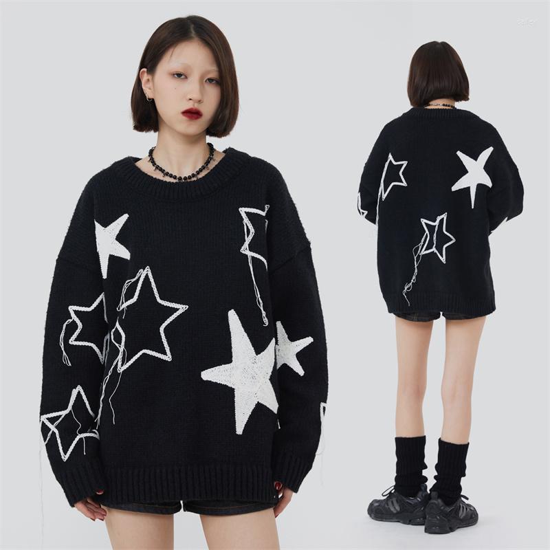 

Men's Sweaters Star 2023 Men Knitted Sweater Embroidery Korean Loose Jumper Winter Thick Fashion Designer Black Christmas Pullover