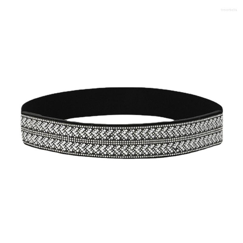 

Belts Shining Rhinestone Sequins Waist For Women Elastic Corset Belt Crystal Waistband Female Dress Decoration Waistbands Simple, Blue