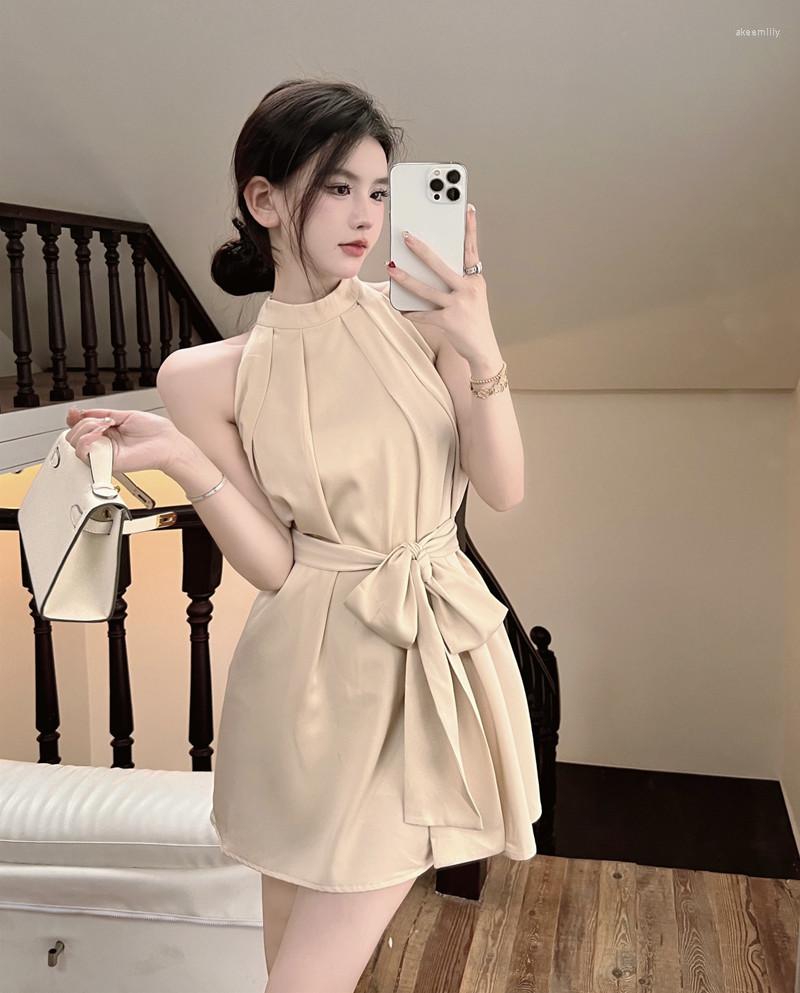 

Casual Dresses 2023 Off Shoulder Turtleneck Dress Women's High Quality Slim Waist Sleeveless Sexy But Cute Short Bandage, Champagne dress