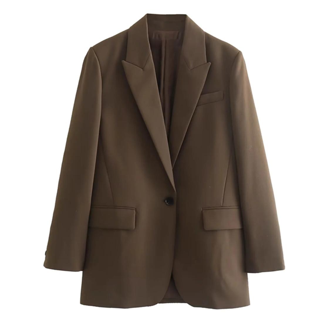 

Pants MMaxdutti French Style Office Lady Fashion Vintage Jacket Simple Casual Blazers Women, Khaki