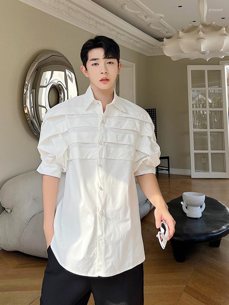 

Men's Casual Shirts SYUHGFA Niche Design Men Clothing Shirt Solid Color Male Fashion 2023 Spring Light Luxury Short Sleeve, Black