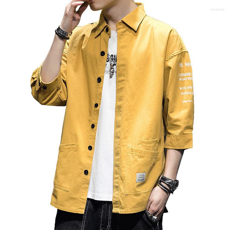 

Men's Casual Shirts Short Sleeved Shirt For Men's 2023 Korean Version Trend Loose Fitting Summer Quarter Work Jacket Tshirt, Green