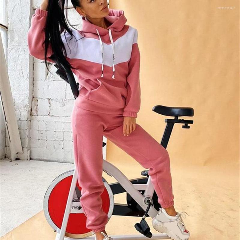 

Women' Two Piece Pants 2 Pcs/Set Hoodie Sweatpants Set Big Pocket Winter Suit Comfortable Fall Tracksuit, Black