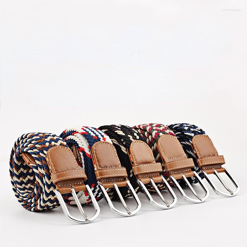 

Belts Stretch Canvas Leather For Men Female Casual Knitted Woven Military Tactical Strap Male Elastic Belt Pants Jeans, Black