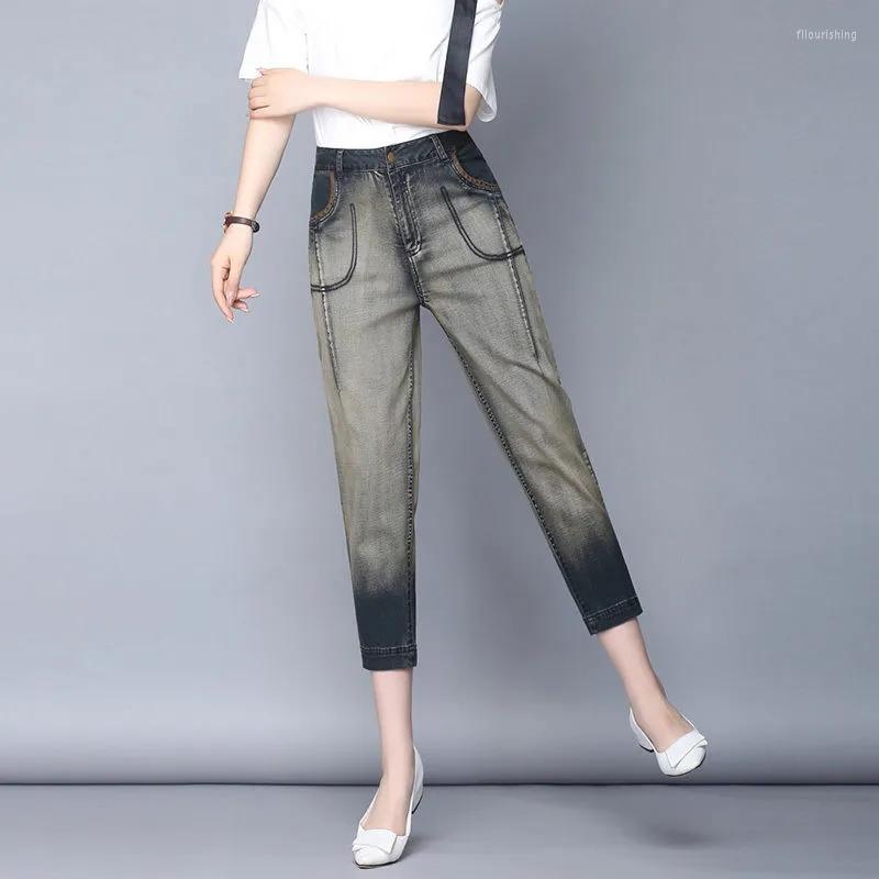 

Women's Jeans Women's Summer Thin Stretch Capris High Waist Slim Denim Harlan Pants Loose Feet Casual Women, Picture color