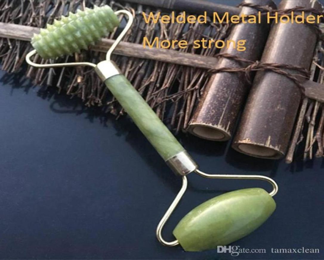

JD004 Strong Metalwelded Jade Roller Face Massager Anti Aging Therapy Premium Real 100 Natural Jade Stone Anti Wrinkle Skin Reju2648625