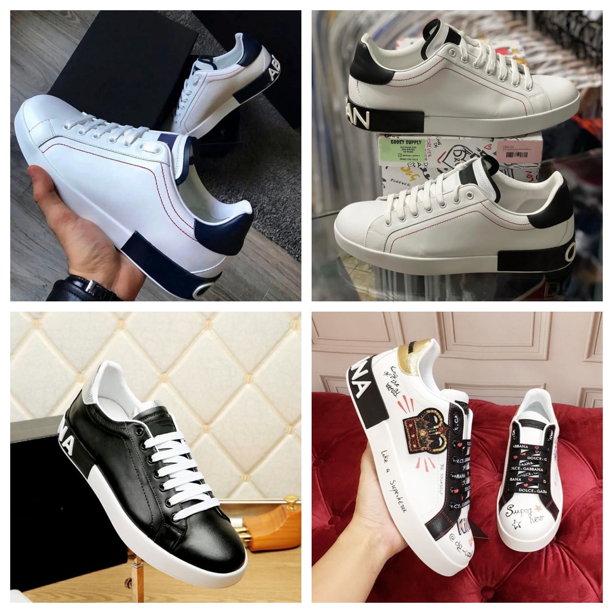 

Luxury White Leather Calfskin Nappa Portofino Sneakers Shoes Brands Designer strass graffiti Comfort Outdoor Trainers Men's Casual Walking EU36-46