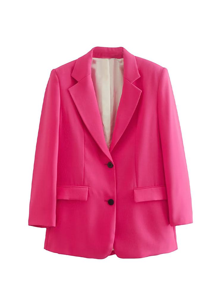 

Pants Women 2022 Autumn New Leisure Fashion Loose Blazer Coat Vintage solid color Long Sleeve Pockets Female Outerwear Chic