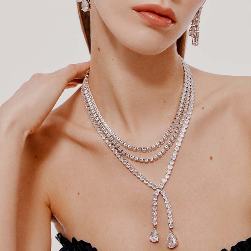 

Trendy Lab Diamond Chocker Necklace 925 Sterling Silver Party Wedding Pendants Necklace For Women Bridal Engagement Jewelry