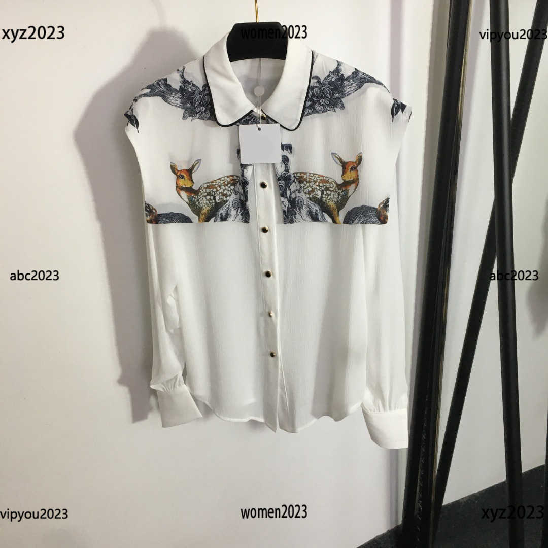 

refreshing designer blouse high quality Sika Deer Printed Shawl shirt Multi color lapel long sleeved shirt New Arrivals, #1