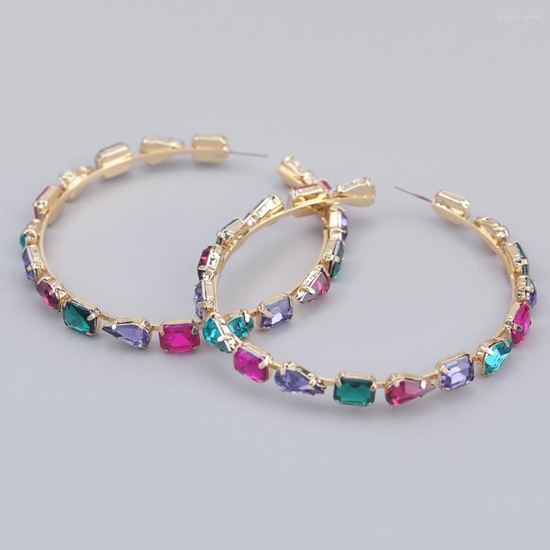 

Hoop Earrings High Quality Multicolors Glass Crystal Jewelry Fashion Girls' Circle Collection Accessories Wholesale