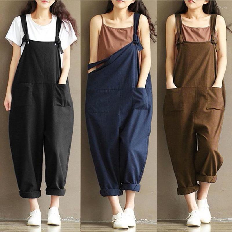 

Women's Jumpsuits Fashion Women Girls Loose Solid Jumpsuit Strap Harem Trousers Ladies Overall Pants Casual Playsuits Plus Size S-5XL, Khaki