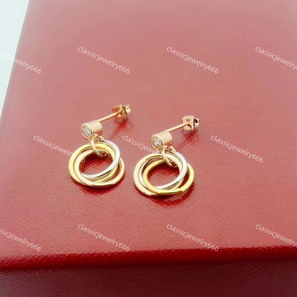 

High end women's gold earrings, fashion designer brand, three color earrings, European and American 18K gold holiday gifts, jewelry and jewelry with box