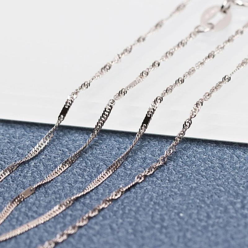 

Chains Au750 Pure 18K White Gold Women Twist Singapore Chain Link Necklace 40-45cmL