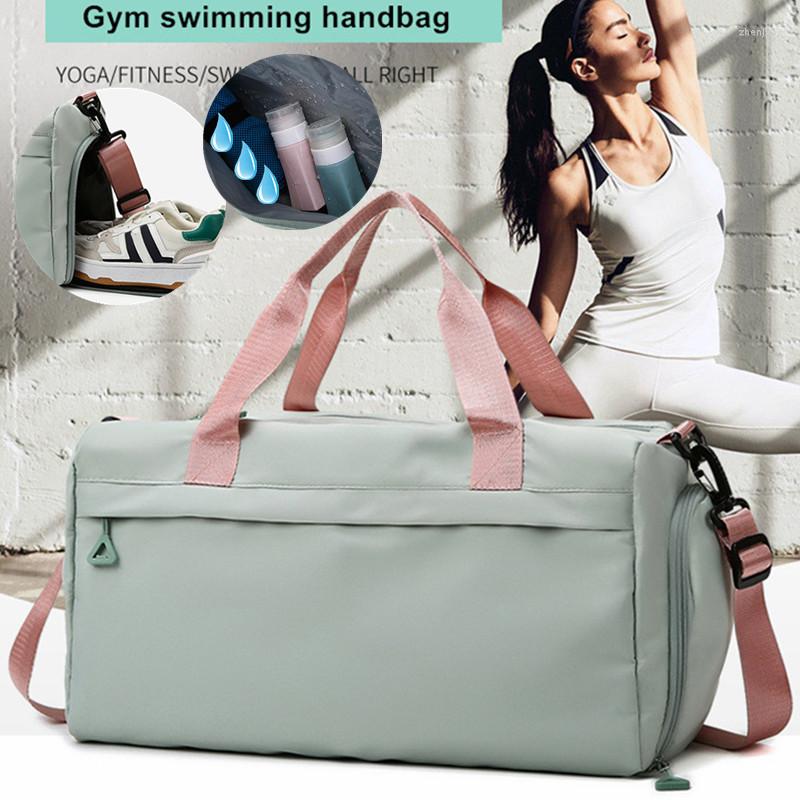 

Outdoor Bags Man Gym Female Waterproof Swimming Packing Yoga Large Weekend Luggage Handbag Shoe Pocket For Travel Women's Sports Bolsas, Green
