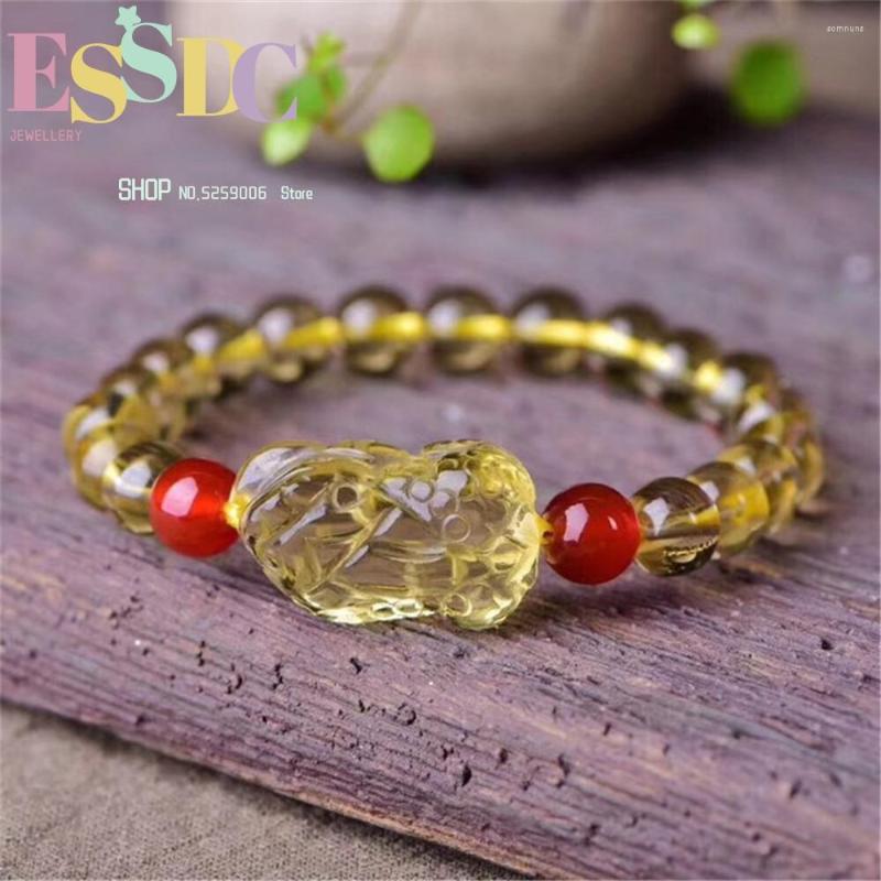 

Charm Bracelets Dropship Donghai 5A Natural Yellow Pixiu For Men And Women Jewelry Crystal Single Circle Beaded Bracelet
