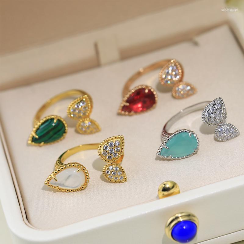 

Cluster Rings Pure 925 Sterling Silver High-quality Fashion Luxury Jewelry Ladies Colorful Stone Drops Exquisite Ring Party Accessory Gift