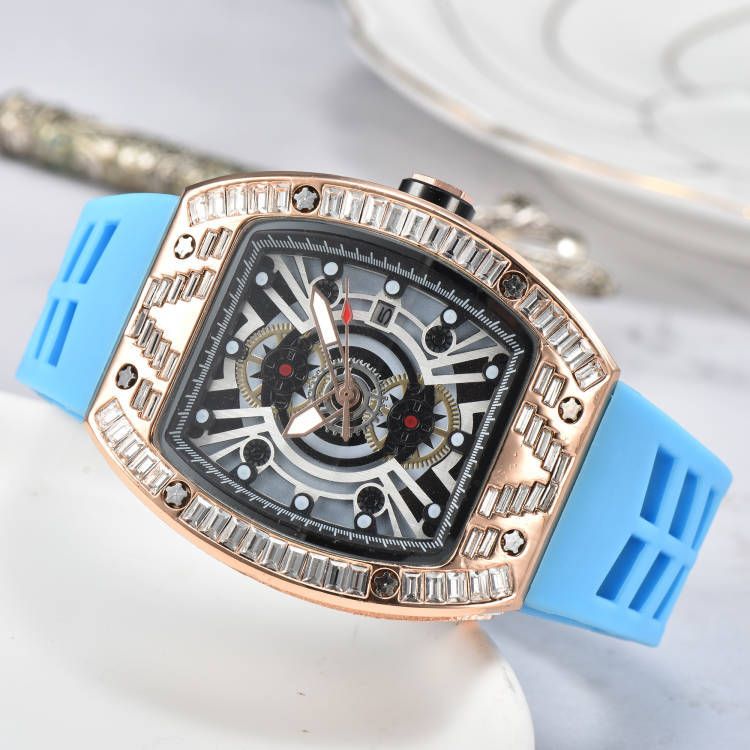 

Top waterproof watch silicone strap sports quartz watch diamond dial timing gift exclusive, 17
