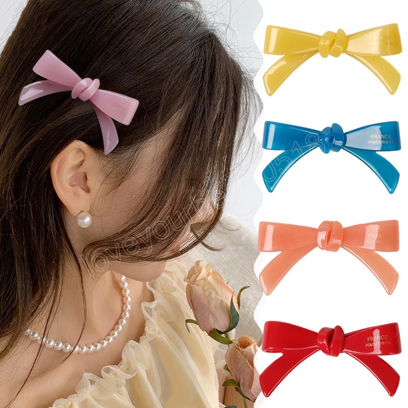 

Korean Fashion Bowknot Acetate Hair Clip For Women Girls Hairpins Barrettes Sweet Headwear Side Bangs Clip Hair Accessories