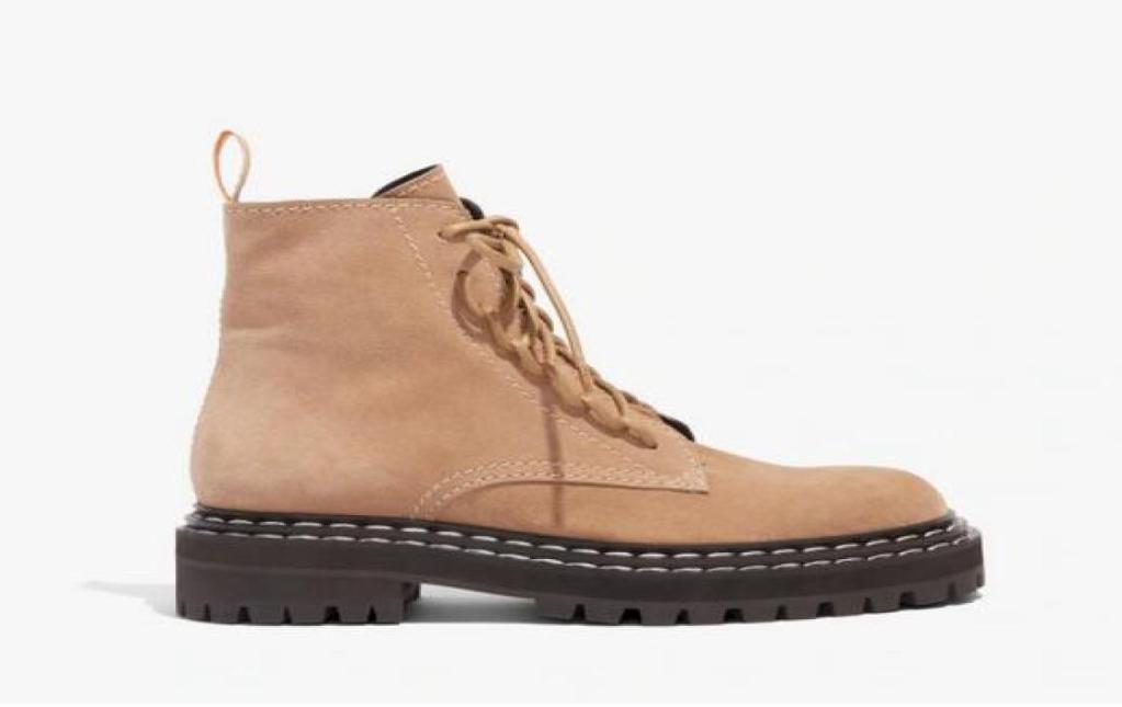 

Woman Suede Lace Up Ankle Boots Proenza Genuine Leather Combat Boots Lug Soles Pull Tab Side Zip Schouler Ankle Boots New Shoes5725987, Red