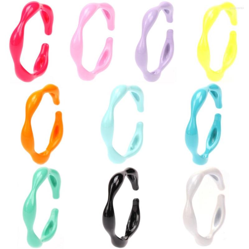 

Cluster Rings EYIKA Korea Hand Painted Candy Color Enamel Twisted Open For Women Fashion Copper Metal Geometric Ring Summer Jewelry Gift