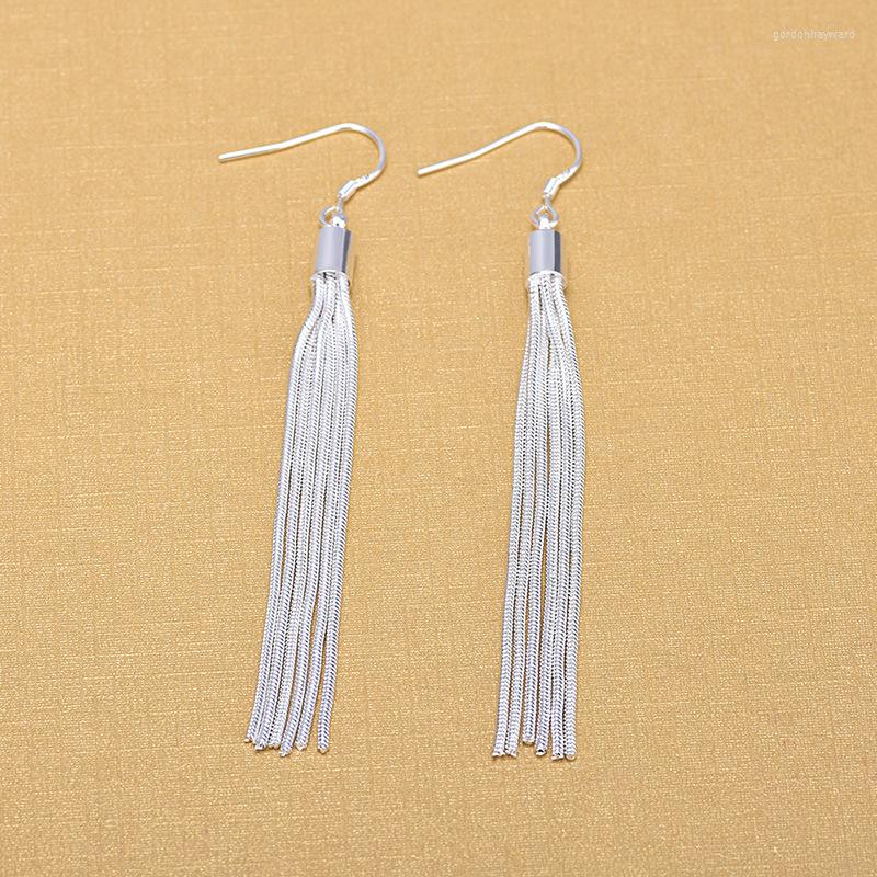 

Dangle Earrings Silver Color Tassel Fashion Elegant Long Drop For Women Birthday Gifts