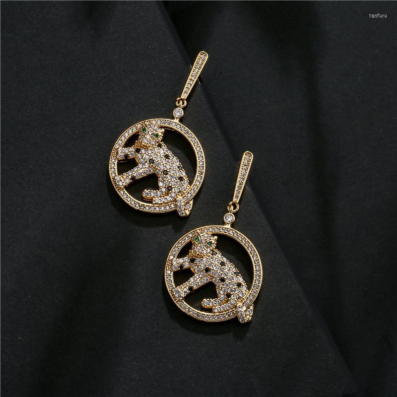 

Dangle Earrings Micro-inlaid Zircon High-grade Leopard Female 18K Gold Plated European And American Fashion