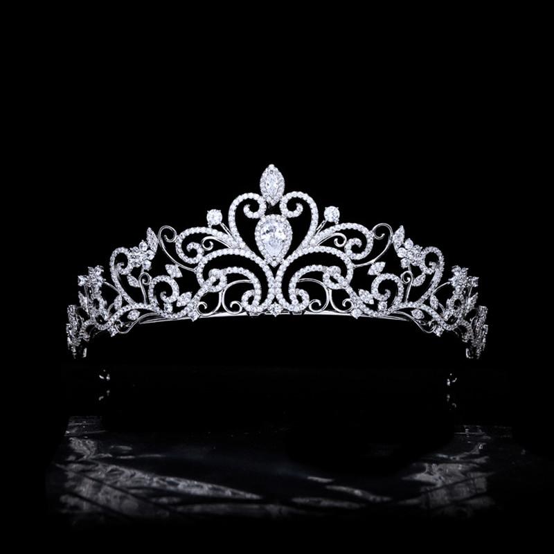 

Hair Clips & Barrettes Micro-inlaid Zircon Wedding Bridal Crown Bride Floral Tiaras Women Headband Princess Jewelry Accessories HQ0456