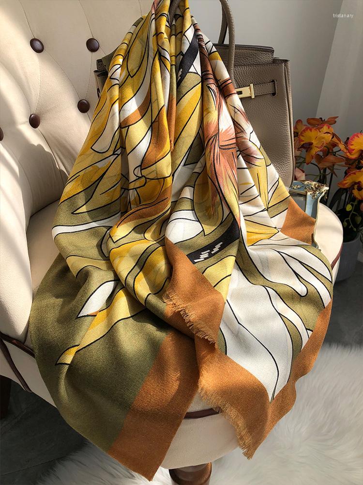 

Scarves Water Soluble Wool Scarf Women Printed Pashmina Stoles Ponchos Enlarged Shawl Dual-use Gift
