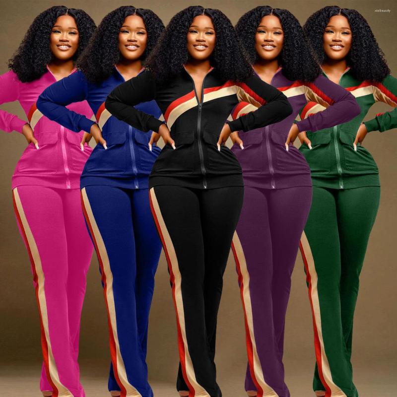 

Women's Two Piece Pants Dashiki African Sets Women Tracksuit Zipper Stand Collar Jacket Tops Suits Fashion Patchwork Outfits, Blue