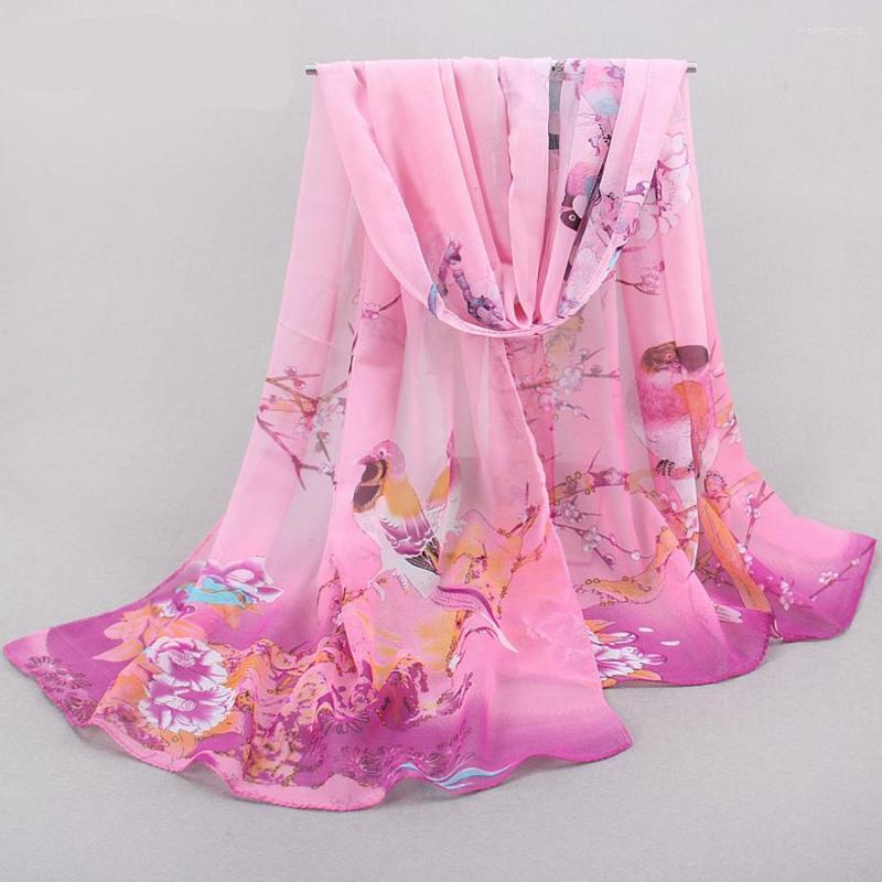 

Scarves 2023 Chiffon Scarf Women Imitation Silk Thin Shawl Female Foulard Flower Hijab Stoles Wraps Wholesale