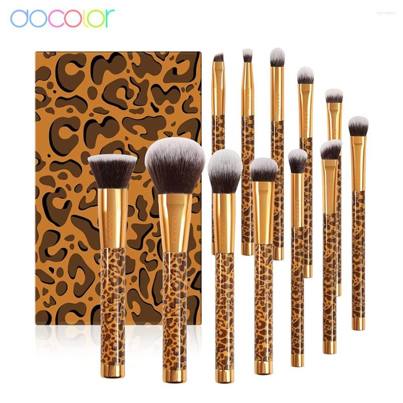 

Makeup Brushes Docolor 12pcs Eyeshadow Blush Foundation Powder Make Up Brush Set Professional Natural Synthetic Contour Blending