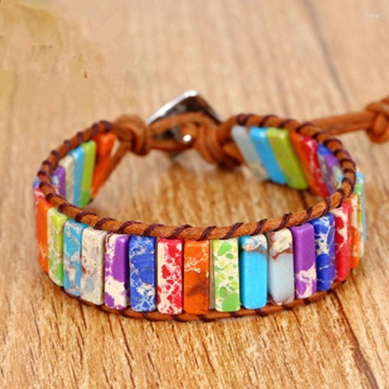 

Strand Bohemian Handmade Woven Wrap Bracelets With Natural Tube Beads Stones Men Women Statement Jewelry
