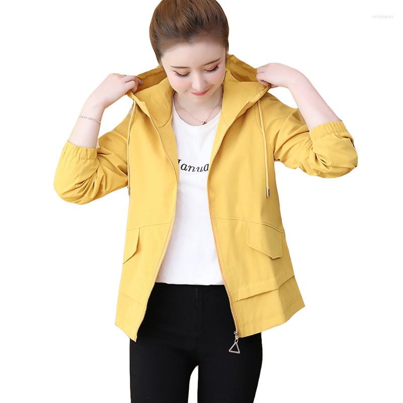 

Women' Jackets 2023 Autumn Fashion Women Jacket Streetwear Hooded Loose Windbreaker Female Causal Zippers Waterproof Coat Top P660, Yellow